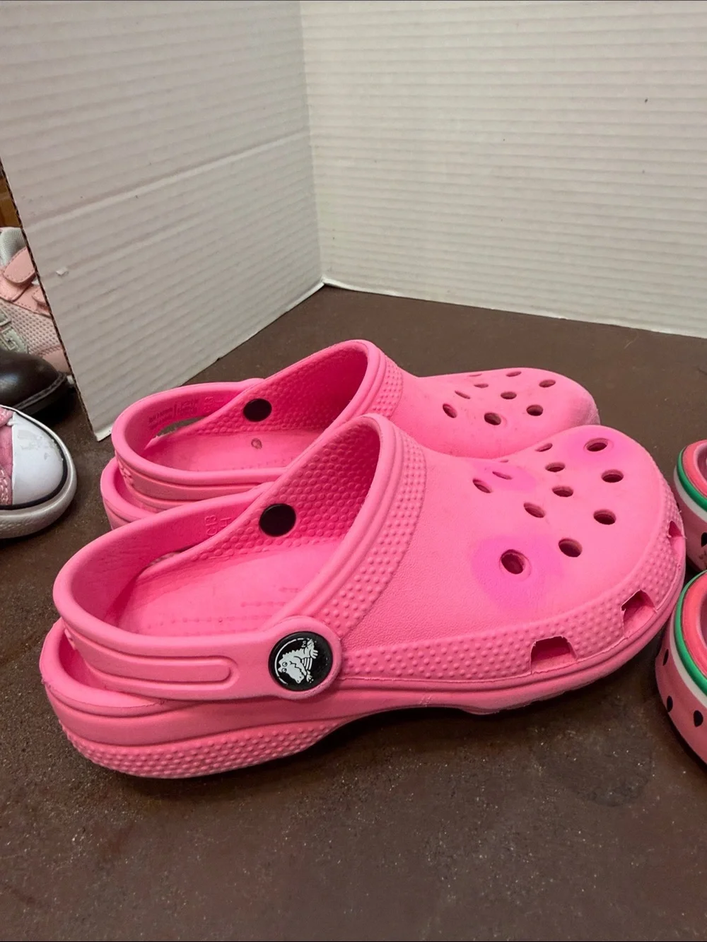 Kids Crocs Classic Pink Slip-On Clogs - 2 pairs, size youth 13